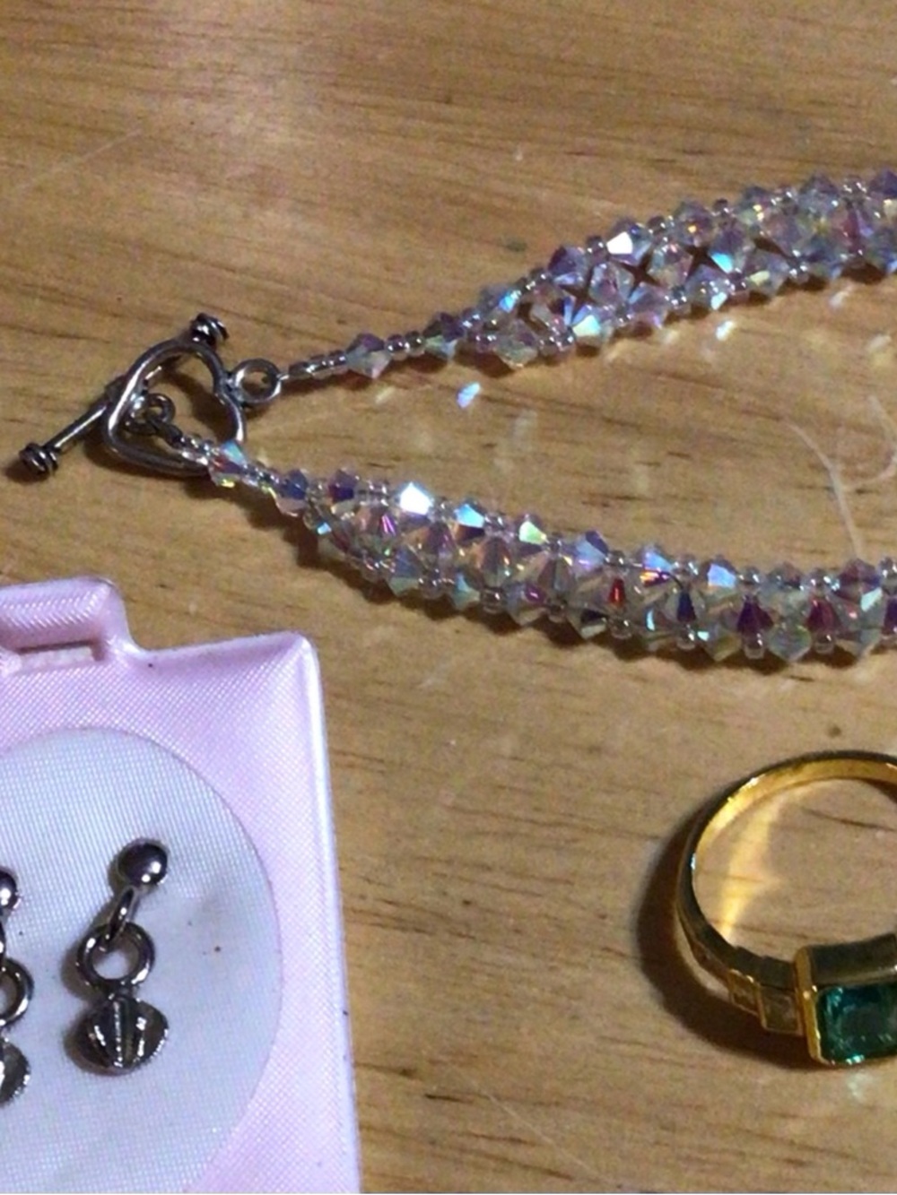 Iridescent Crystal Double-Strand Necklace - Multi-Color